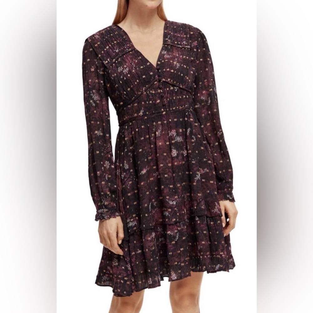 Scotch & Soda Long Sleeve Detailed Cocktail Dress